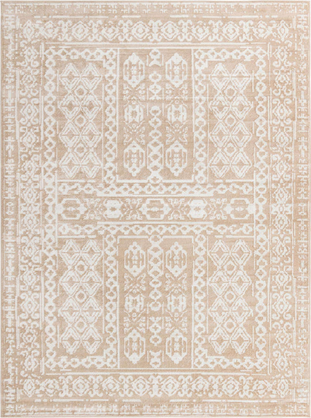Beige 10' x 13' Oxford Rectangle Area Rug Traditional Design 100% Polypropylene Carpet for Living Room, Bedrooms, Dining, Office for Sale at Rug Engine