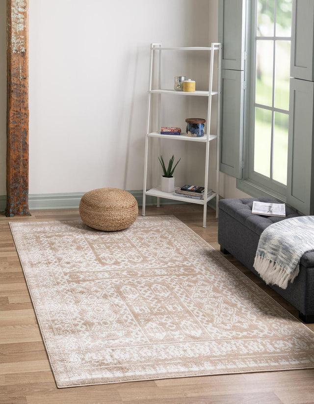 Beige 2' x 3' 1 Oxford Rectangle Area Rug Traditional Design 100% Polypropylene Carpet for Living Room, Bedrooms, Dining, Office for Sale at Rug Engine