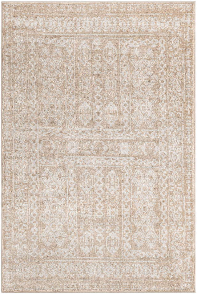 Beige 4' x 6' Oxford Rectangle Area Rug Traditional Design 100% Polypropylene Carpet for Living Room, Bedrooms, Dining, Office for Sale at Rug Engine