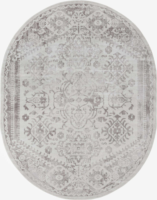 Cream 8' x 10' Oxford Oval Area Rug Traditional Design 100% Polypropylene Carpet for Living Room, Bedrooms, Dining, Office for Sale at Rug Engine