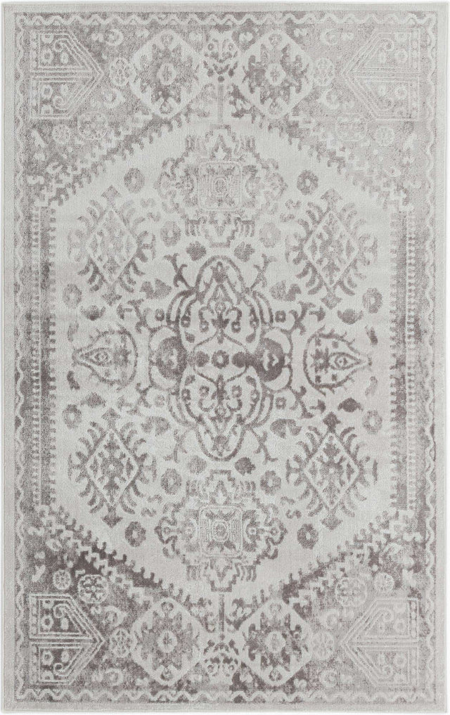 Cream 5' 3 x 8' Oxford Rectangle Area Rug Traditional Design 100% Polypropylene Carpet for Living Room, Bedrooms, Dining, Office for Sale at Rug Engine