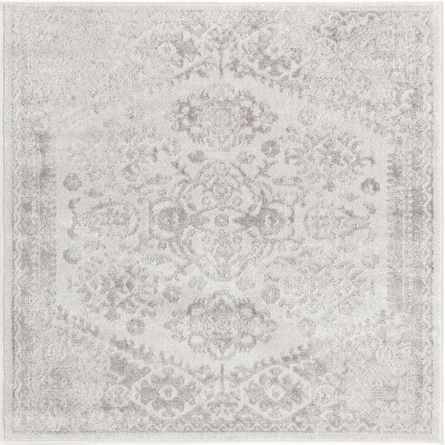 Cream 4' 1 x 4' 1 Oxford Square Area Rug Traditional Design 100% Polypropylene Carpet for Living Room, Bedrooms, Dining, Office for Sale at Rug Engine