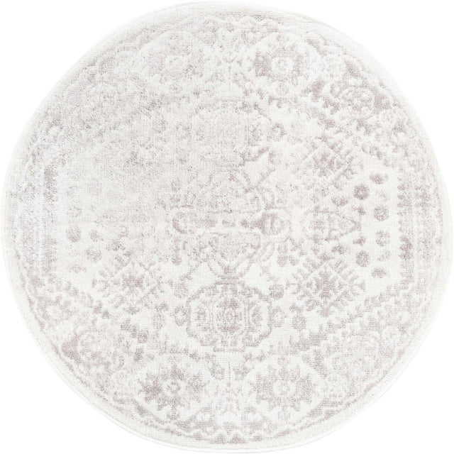 Cream 3' x 3' Oxford Round Area Rug Traditional Design 100% Polypropylene Carpet for Living Room, Bedrooms, Dining, Office for Sale at Rug Engine