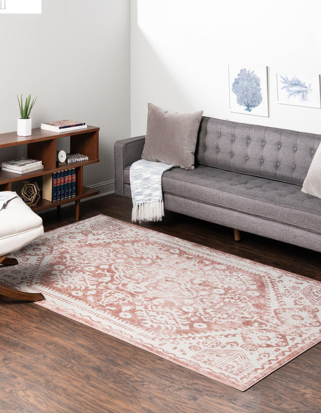Pink 10' x 13' Oxford Rectangle Area Rug Traditional Design 100% Polypropylene Carpet for Living Room, Bedrooms, Dining, Office for Sale at Rug Engine