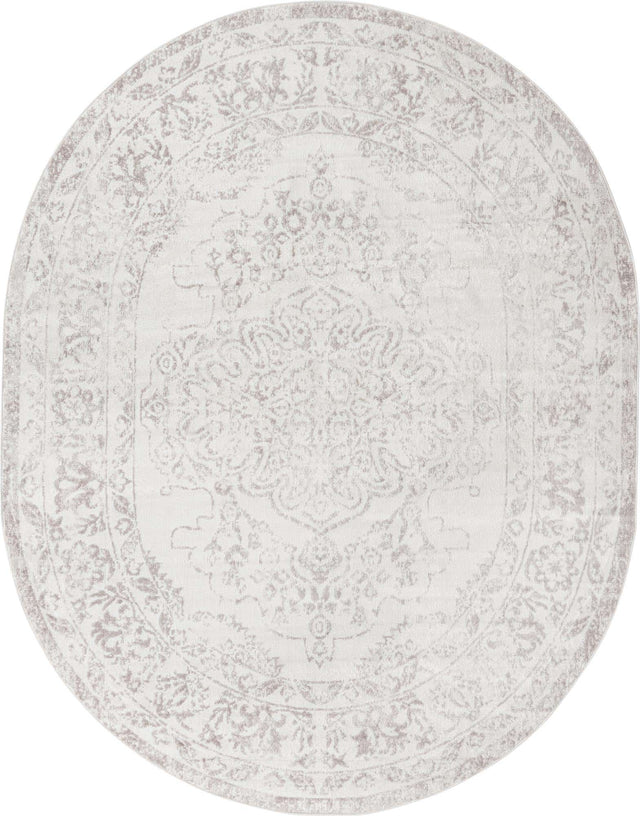 Ivory 8' x 10' Oxford Oval Area Rug Traditional Design 100% Polypropylene Carpet for Living Room, Bedrooms, Dining, Office for Sale at Rug Engine