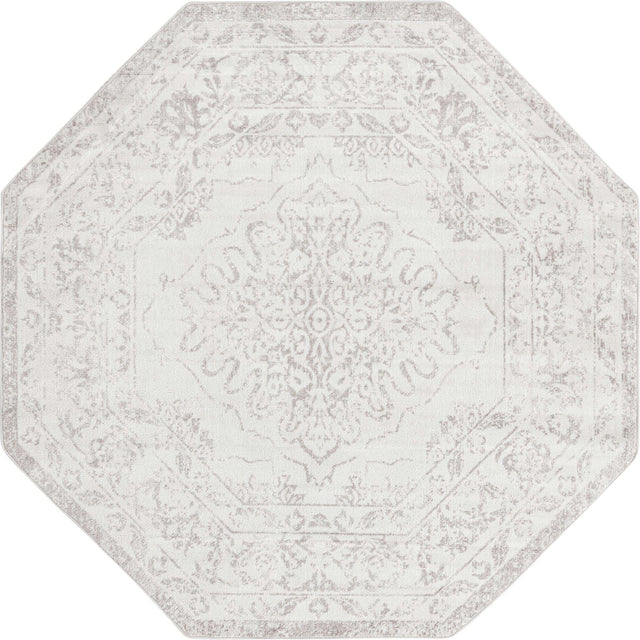 Ivory 7' 1 x 7' 1 Oxford Octagon Area Rug Traditional Design 100% Polypropylene Carpet for Living Room, Bedrooms, Dining, Office for Sale at Rug Engine