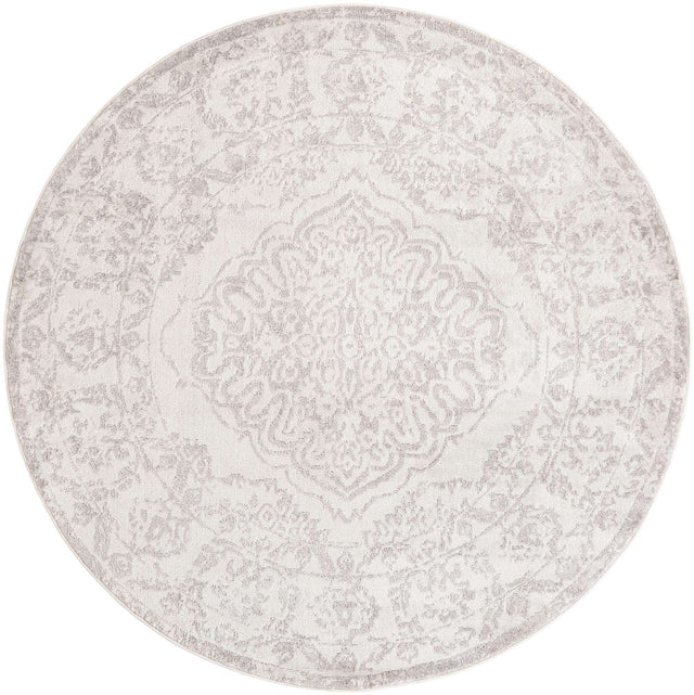 Ivory 7' x 7' Oxford Round Area Rug Traditional Design 100% Polypropylene Carpet for Living Room, Bedrooms, Dining, Office for Sale at Rug Engine