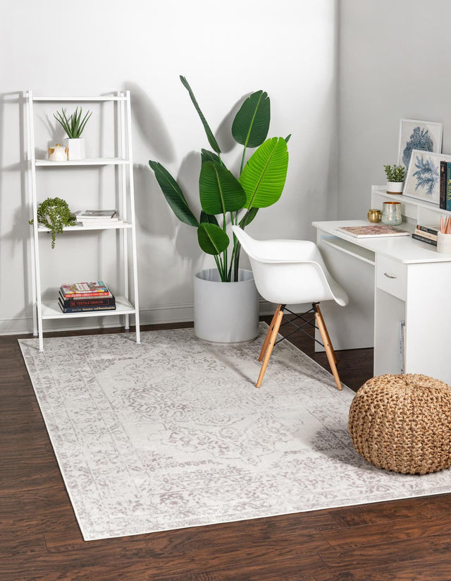 Ivory 7' 1 x 10' Oxford Rectangle Area Rug Traditional Design 100% Polypropylene Carpet for Living Room, Bedrooms, Dining, Office for Sale at Rug Engine