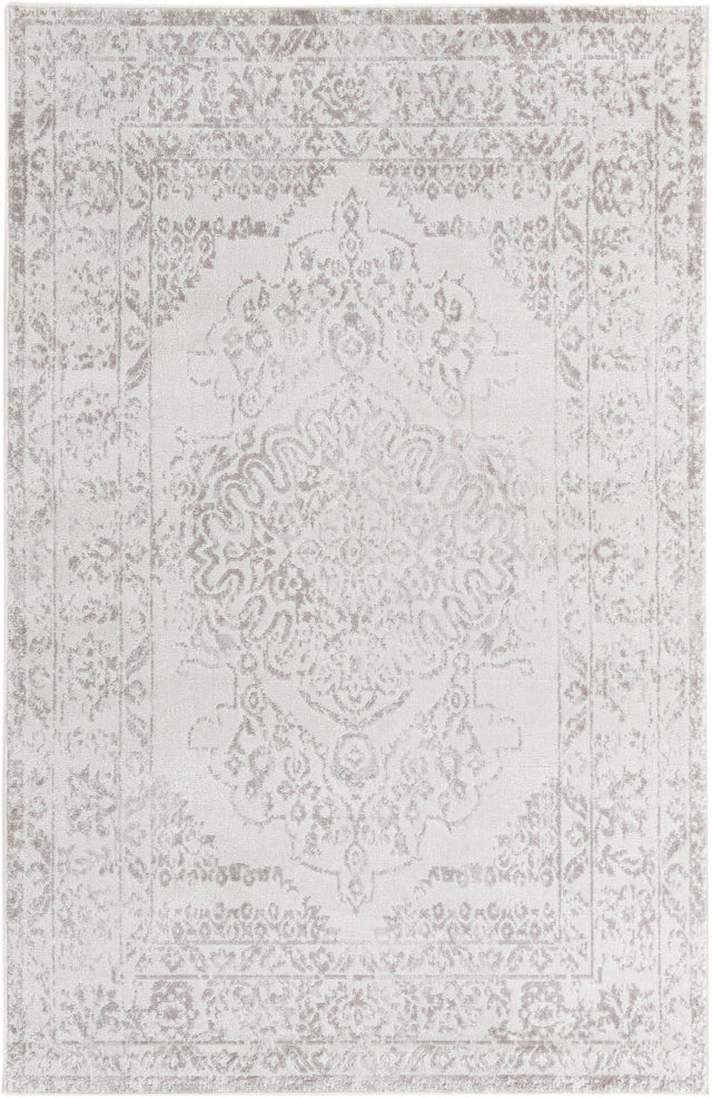 Ivory 5' 3 x 8' Oxford Rectangle Area Rug Traditional Design 100% Polypropylene Carpet for Living Room, Bedrooms, Dining, Office for Sale at Rug Engine