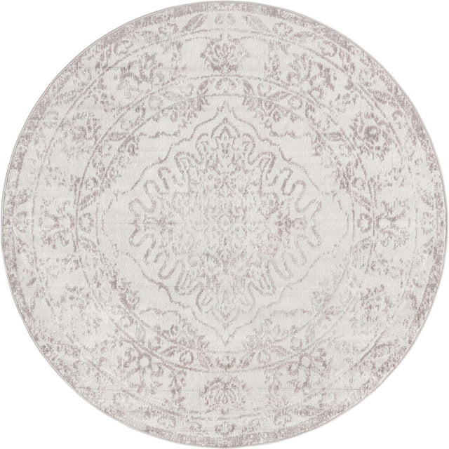 Ivory 5' 3 x 5' 3 Oxford Round Area Rug Traditional Design 100% Polypropylene Carpet for Living Room, Bedrooms, Dining, Office for Sale at Rug Engine
