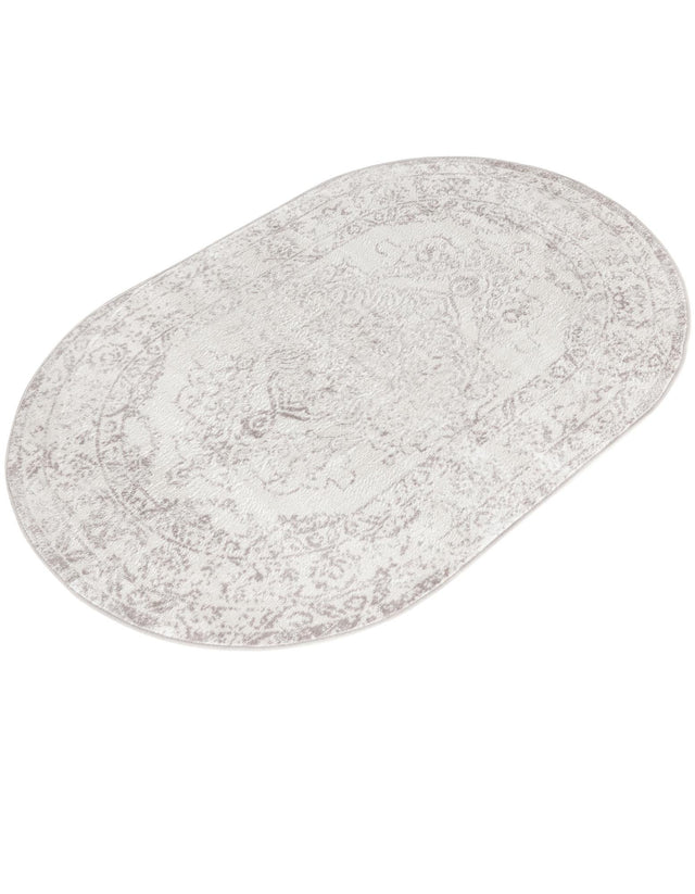 Ivory 4' x 6' Oxford Oval Area Rug Traditional Design 100% Polypropylene Carpet for Living Room, Bedrooms, Dining, Office for Sale at Rug Engine