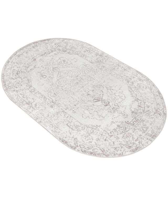 Ivory 4' x 6' Oxford Oval Area Rug Traditional Design 100% Polypropylene Carpet for Living Room, Bedrooms, Dining, Office for Sale at Rug Engine