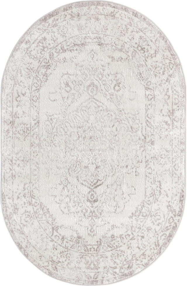 Ivory 4' x 6' Oxford Oval Area Rug Traditional Design 100% Polypropylene Carpet for Living Room, Bedrooms, Dining, Office for Sale at Rug Engine