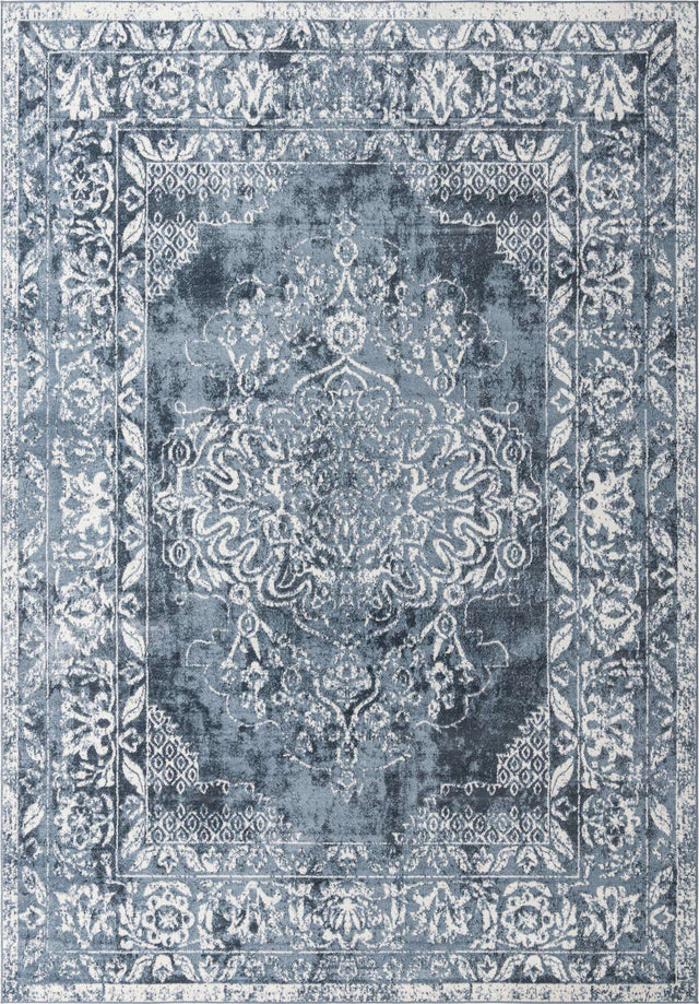 Blue 10' x 14' 1 Oxford Rectangle Area Rug Traditional Design 100% Polypropylene Carpet for Living Room, Bedrooms, Dining, Office for Sale at Rug Engine