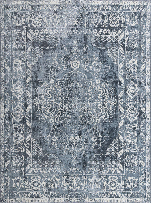 Blue 10' x 13' Oxford Rectangle Area Rug Traditional Design 100% Polypropylene Carpet for Living Room, Bedrooms, Dining, Office for Sale at Rug Engine