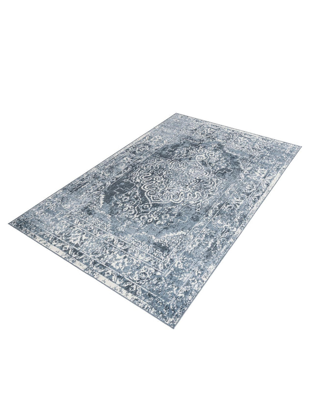 Blue 6' 1 x 9' Oxford Rectangle Area Rug Traditional Design 100% Polypropylene Carpet for Living Room, Bedrooms, Dining, Office for Sale at Rug Engine