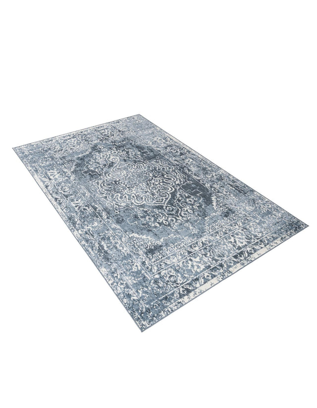 Blue 6' 1 x 9' Oxford Rectangle Area Rug Traditional Design 100% Polypropylene Carpet for Living Room, Bedrooms, Dining, Office for Sale at Rug Engine