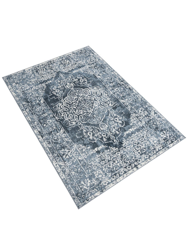 Blue 5' 3 x 8' Oxford Rectangle Area Rug Traditional Design 100% Polypropylene Carpet for Living Room, Bedrooms, Dining, Office for Sale at Rug Engine
