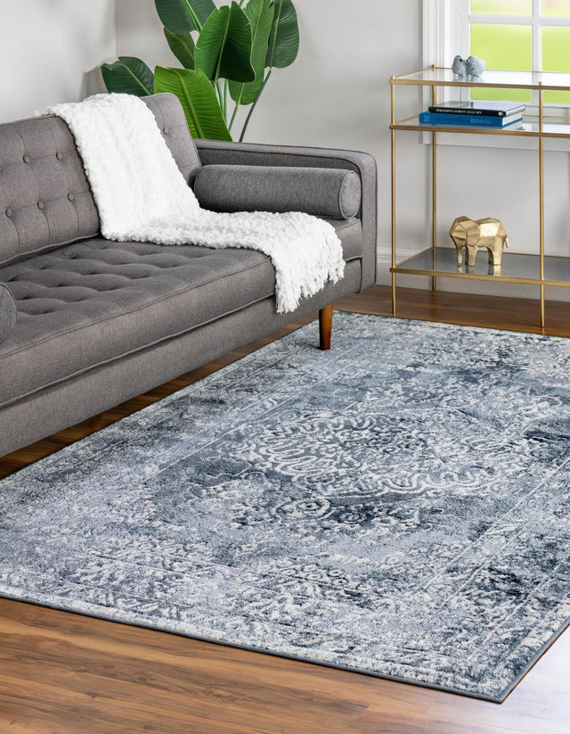 Blue 10' x 14' 1 Oxford Rectangle Area Rug Traditional Design 100% Polypropylene Carpet for Living Room, Bedrooms, Dining, Office for Sale at Rug Engine