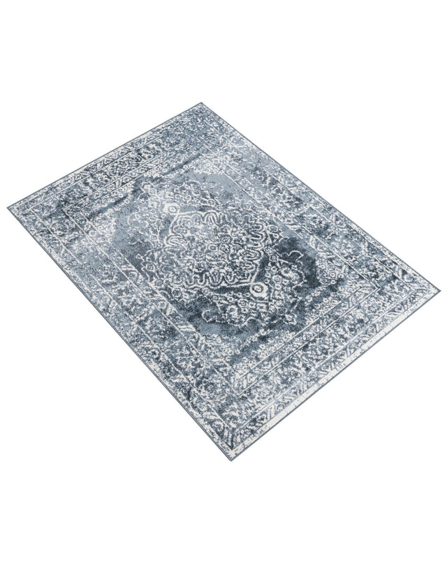 Blue 4' 1 x 6' 1 Oxford Rectangle Area Rug Traditional Design 100% Polypropylene Carpet for Living Room, Bedrooms, Dining, Office for Sale at Rug Engine