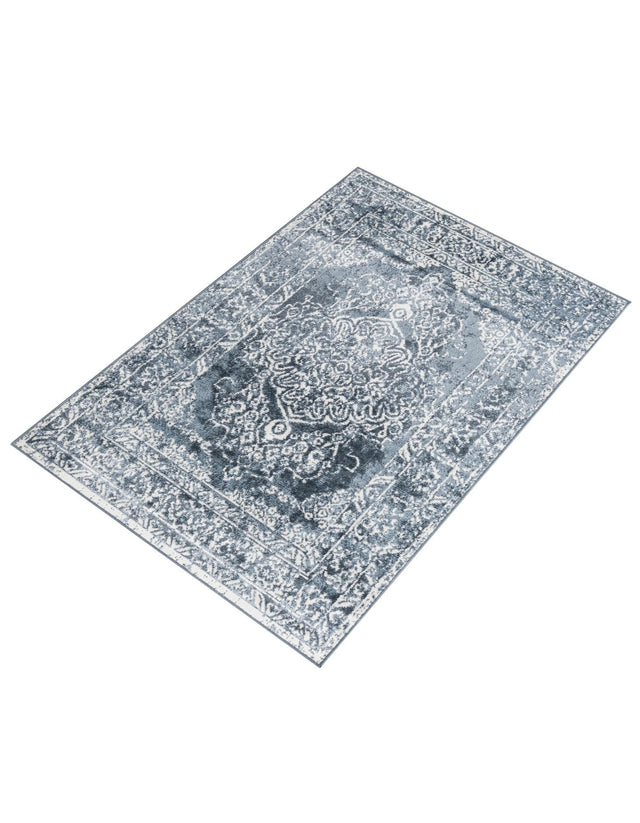 Blue 4' 1 x 6' 1 Oxford Rectangle Area Rug Traditional Design 100% Polypropylene Carpet for Living Room, Bedrooms, Dining, Office for Sale at Rug Engine