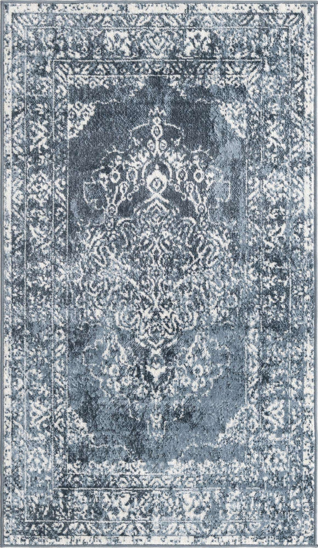 Blue 3' x 5' 3 Oxford Rectangle Area Rug Traditional Design 100% Polypropylene Carpet for Living Room, Bedrooms, Dining, Office for Sale at Rug Engine