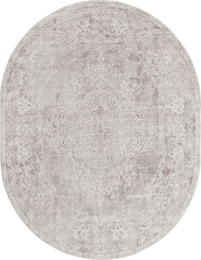 Gray 7' 10 x 10' Oxford Oval Area Rug Traditional Design 100% Polypropylene Carpet for Living Room, Bedrooms, Dining, Office for Sale at Rug Engine