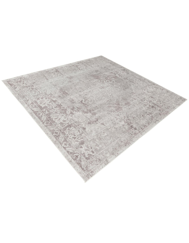 Gray 7' 10 x 7' 10 Oxford Square Area Rug Traditional Design 100% Polypropylene Carpet for Living Room, Bedrooms, Dining, Office for Sale at Rug Engine