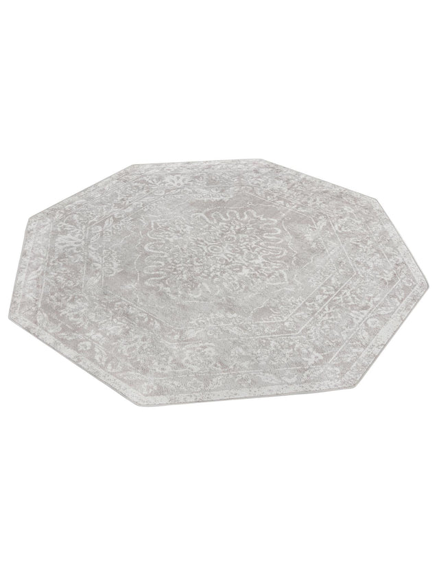 Gray 7' 1 x 7' 1 Oxford Octagon Area Rug Traditional Design 100% Polypropylene Carpet for Living Room, Bedrooms, Dining, Office for Sale at Rug Engine