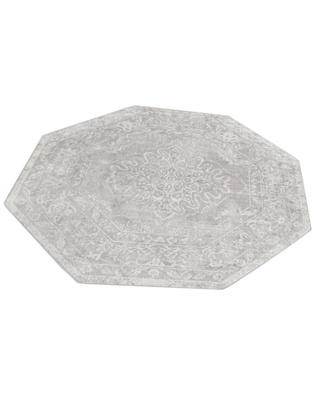 Gray 7' 1 x 7' 1 Oxford Octagon Area Rug Traditional Design 100% Polypropylene Carpet for Living Room, Bedrooms, Dining, Office for Sale at Rug Engine