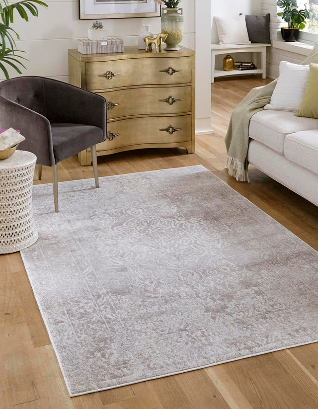 Gray 5' x 8' Oxford Rectangle Area Rug Traditional Design 100% Polypropylene Carpet for Living Room, Bedrooms, Dining, Office for Sale at Rug Engine