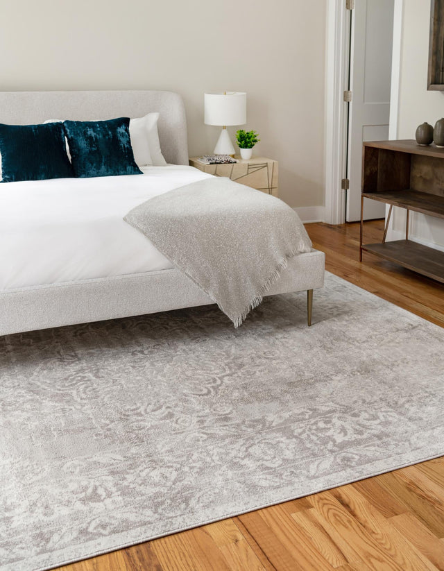Gray 4' 1 x 6' 1 Oxford Rectangle Area Rug Traditional Design 100% Polypropylene Carpet for Living Room, Bedrooms, Dining, Office for Sale at Rug Engine