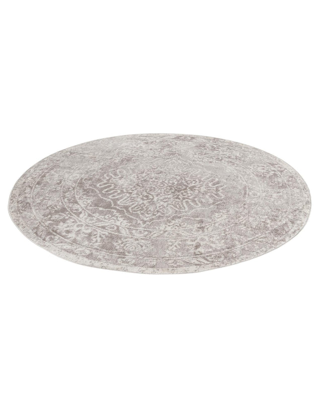 Gray 5' 3 x 5' 3 Oxford Round Area Rug Traditional Design 100% Polypropylene Carpet for Living Room, Bedrooms, Dining, Office for Sale at Rug Engine