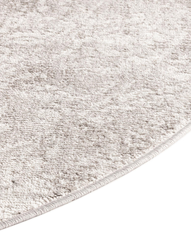 Gray 7' 1 x 7' 1 Oxford Round Area Rug Traditional Design 100% Polypropylene Carpet for Living Room, Bedrooms, Dining, Office for Sale at Rug Engine