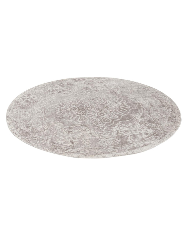Gray 5' 3 x 5' 3 Oxford Round Area Rug Traditional Design 100% Polypropylene Carpet for Living Room, Bedrooms, Dining, Office for Sale at Rug Engine