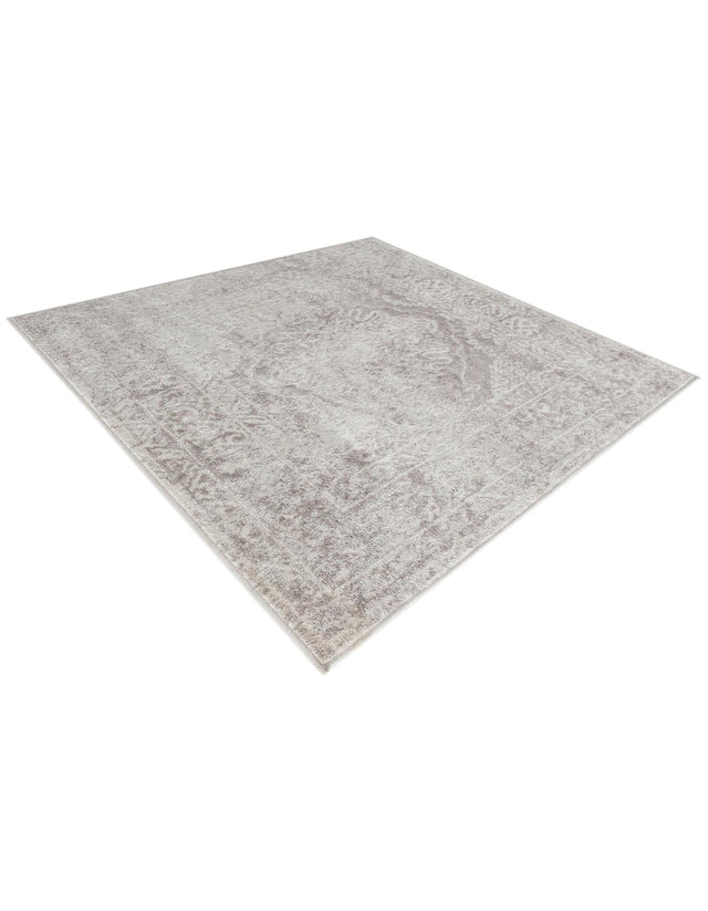 Gray 4' x 4' Oxford Square Area Rug Traditional Design 100% Polypropylene Carpet for Living Room, Bedrooms, Dining, Office for Sale at Rug Engine