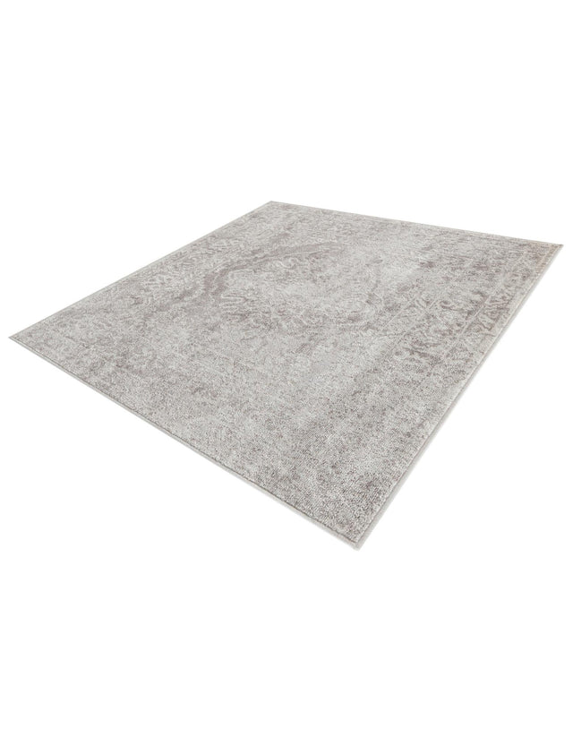 Gray 4' x 4' Oxford Square Area Rug Traditional Design 100% Polypropylene Carpet for Living Room, Bedrooms, Dining, Office for Sale at Rug Engine