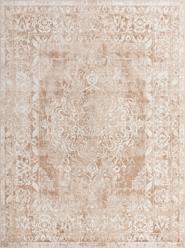 Beige 10' x 13' Oxford Rectangle Area Rug Traditional Design 100% Polypropylene Carpet for Living Room, Bedrooms, Dining, Office for Sale at Rug Engine