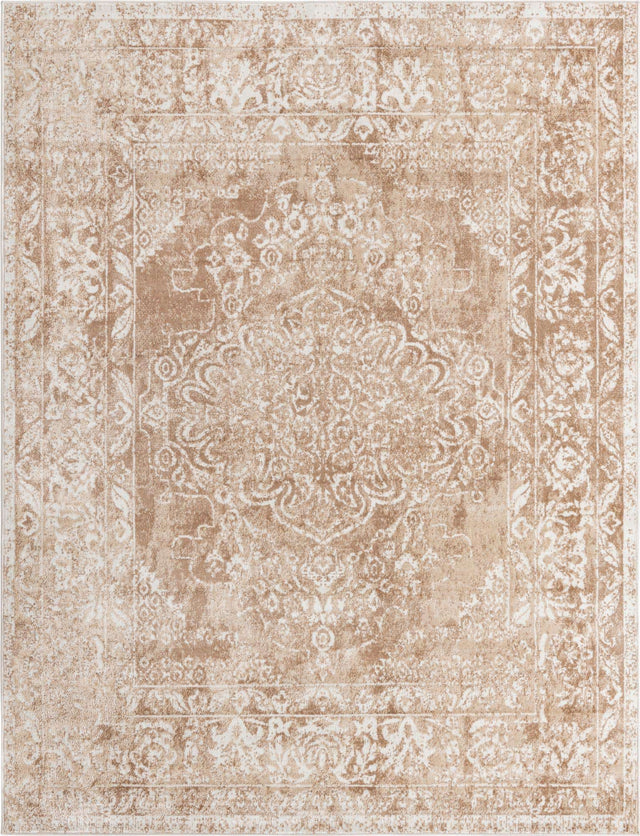 Beige 8' x 10' Oxford Rectangle Area Rug Traditional Design 100% Polypropylene Carpet for Living Room, Bedrooms, Dining, Office for Sale at Rug Engine