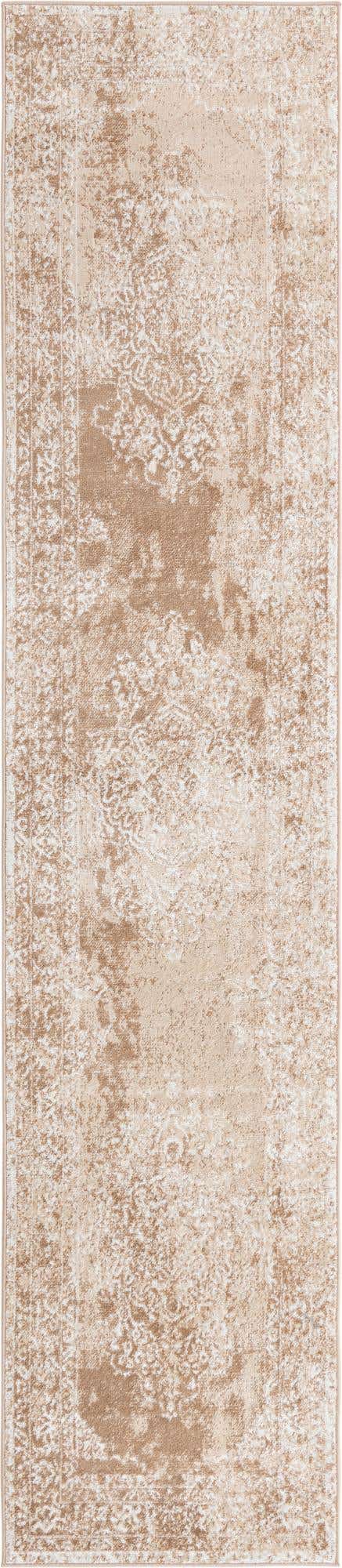 Beige 2' 7 x 12' Oxford Runner Area Rug Traditional Design 100% Polypropylene Carpet for Living Room, Bedrooms, Dining, Office for Sale at Rug Engine