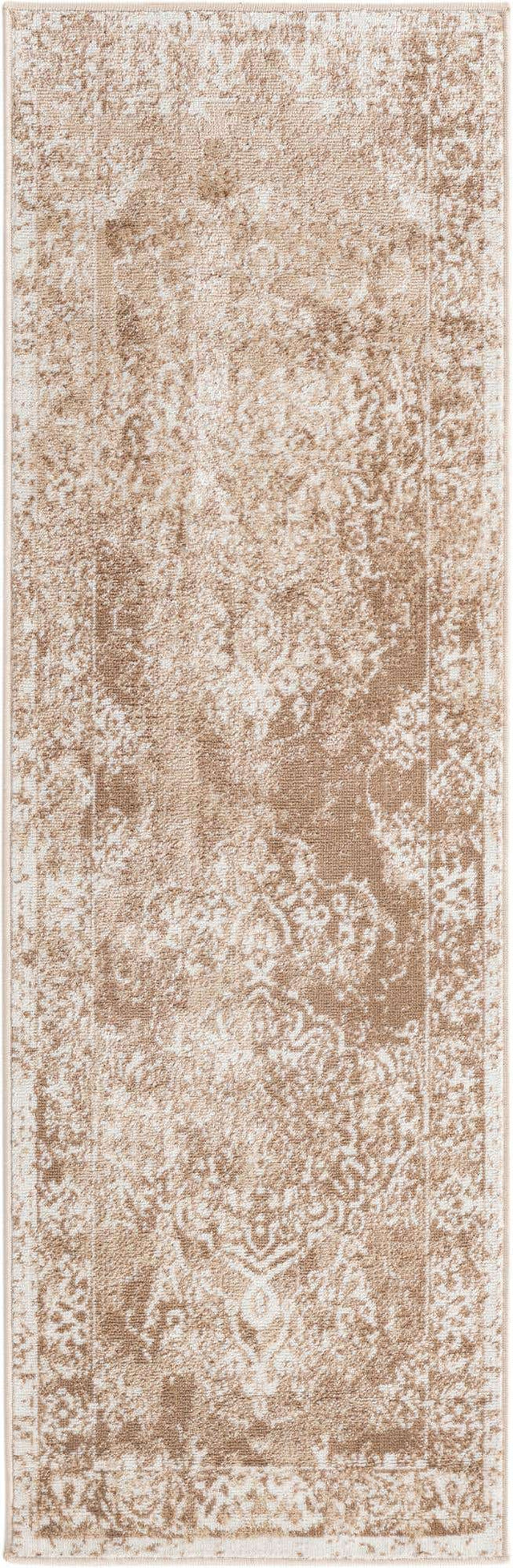 Beige 2' x 6' 1 Oxford Runner Area Rug Traditional Design 100% Polypropylene Carpet for Living Room, Bedrooms, Dining, Office for Sale at Rug Engine