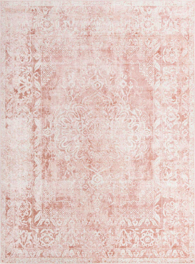 Pink 10' x 13' Oxford Rectangle Area Rug Traditional Design 100% Polypropylene Carpet for Living Room, Bedrooms, Dining, Office for Sale at Rug Engine