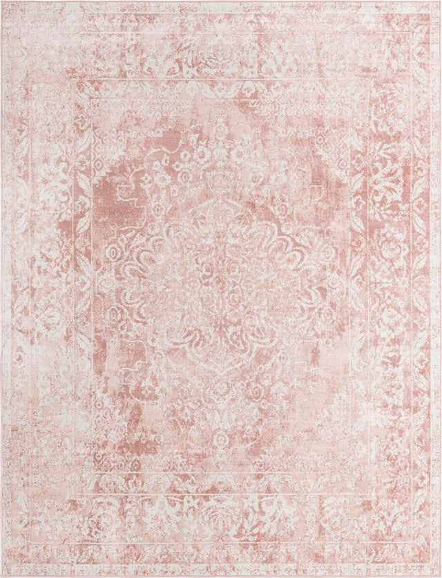 Pink 7' 10 x 10' Oxford Rectangle Area Rug Traditional Design 100% Polypropylene Carpet for Living Room, Bedrooms, Dining, Office for Sale at Rug Engine