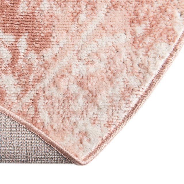 Pink 3' 1 x 3' 1 Oxford Round Area Rug Traditional Design 100% Polypropylene Carpet for Living Room, Bedrooms, Dining, Office for Sale at Rug Engine