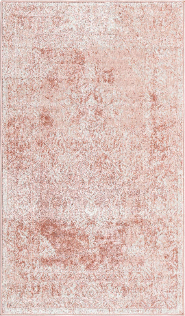 Pink 3' x 5' 3 Oxford Rectangle Area Rug Traditional Design 100% Polypropylene Carpet for Living Room, Bedrooms, Dining, Office for Sale at Rug Engine