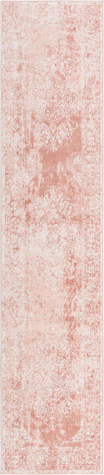 Pink 2' 7 x 12' Oxford Runner Area Rug Traditional Design 100% Polypropylene Carpet for Living Room, Bedrooms, Dining, Office for Sale at Rug Engine