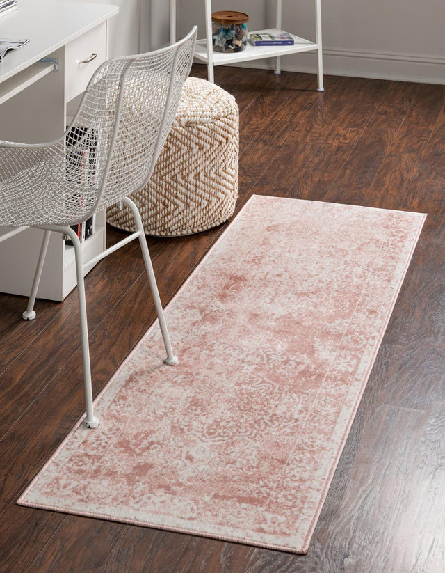 Pink 2' 7 x 12' Oxford Runner Area Rug Traditional Design 100% Polypropylene Carpet for Living Room, Bedrooms, Dining, Office for Sale at Rug Engine