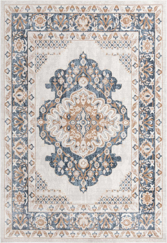 Cream 10' x 14' 1 Oxford Rectangle Area Rug Traditional Design 100% Polypropylene Carpet for Living Room, Bedrooms, Dining, Office for Sale at Rug Engine