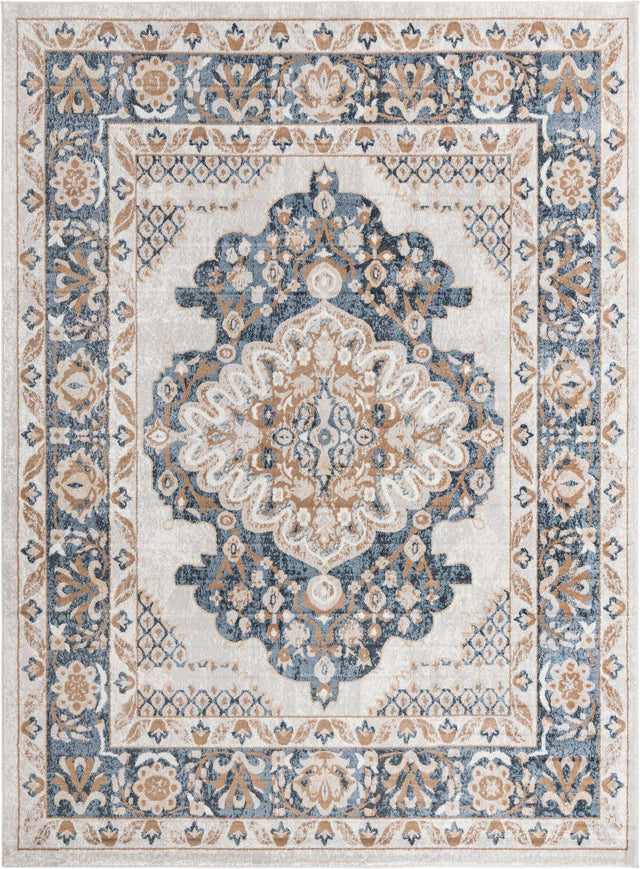Cream 9' x 12' 2 Oxford Rectangle Area Rug Traditional Design 100% Polypropylene Carpet for Living Room, Bedrooms, Dining, Office for Sale at Rug Engine