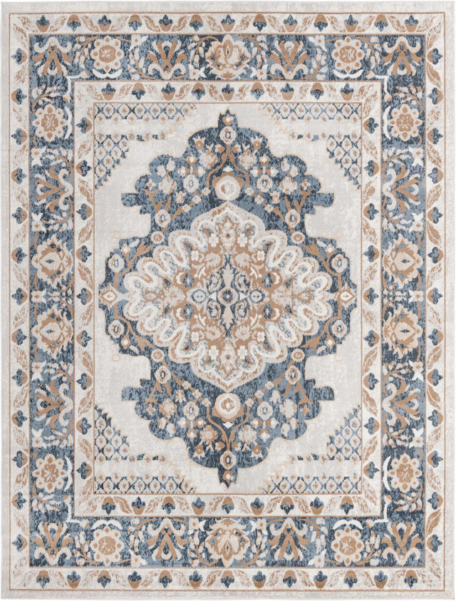 Cream 7' 10 x 10' Oxford Rectangle Area Rug Traditional Design 100% Polypropylene Carpet for Living Room, Bedrooms, Dining, Office for Sale at Rug Engine